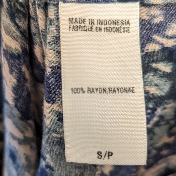 Lucky Brand Abstract Floral Flirty Ballon Sleeve Wide Neck Blouse Size Small - Picture 5 of 7